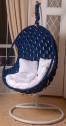 Кресло подвесное плетеное Pride Design Валио Гламур сталь, микровелюр синий Фото 1