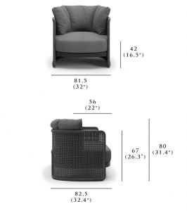 Кресло плетеное с подушкой SNOC Miura Nightfall алюминий, роуп, олефин черный Фото 2