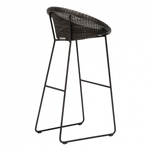 Кресло барное плетеное JANUS et Cie Gigi II сталь, алюминий, искусственный ротанг черный, ява Фото 3