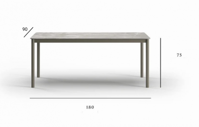 Стол обеденный каменный SNOC Lorvain Silver алюминий, песчаник серебряный, светло-серый Фото 2