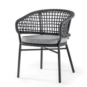 Кресло плетеное с подушкой Grattoni Atol алюминий, роуп, олефин антрацит, темно-серый, серый Фото 5