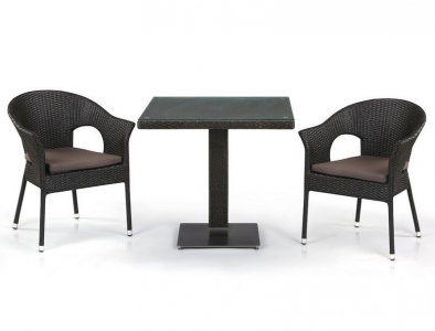 Комплект плетеной мебели Afina T605SWT/Y97B-W53 Brown 2Pcs искусственный ротанг, сталь коричневый Фото 1