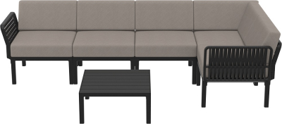 Комплект пластиковой мебели Siesta Contract Portofino Lounge Corner стеклопластик, полипропилен, полиэстер черный, светло-коричневый Фото 6