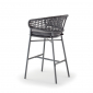 Кресло плетеное барное с подушкой Grattoni Atol алюминий, роуп, олефин антрацит, темно-серый, серый Фото 4