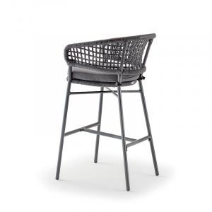 Кресло плетеное барное с подушкой Grattoni Atol алюминий, роуп, олефин антрацит, темно-серый, серый Фото 4