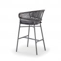 Кресло плетеное барное с подушкой Grattoni Atol алюминий, роуп, олефин антрацит, темно-серый, серый Фото 4