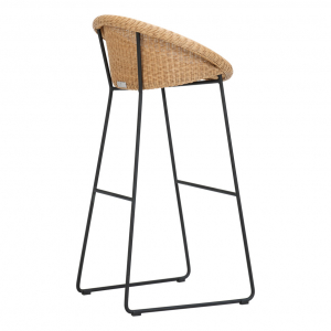 Кресло барное плетеное JANUS et Cie Gigi II сталь, алюминий, искусственный ротанг черный, кленовый Фото 5