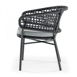 Кресло плетеное с подушкой Grattoni Atol алюминий, роуп, олефин антрацит, темно-серый, серый Фото 4