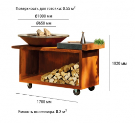 Очаг гриль на колесах с поленницей OFYR Остров 100-thumbs-Фото3