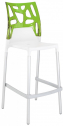 Стул пластиковый барный PAPATYA Ego-Rock Bar алюминий, стеклопластик, поликарбонат сатинированный алюминий, белый, зеленый Фото 1