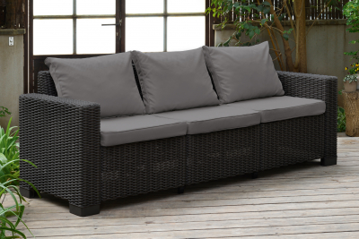 Комплект пластиковой мебели Keter California 3 seater set пластик с имитацией плетения графит, серый Фото 5