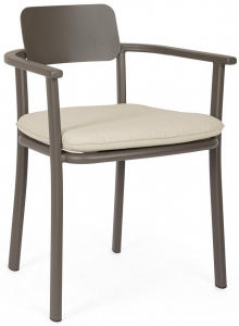 Кресло металлическое с подушкой Garden Relax Makena алюминий, олефин какао, песочный Фото 1