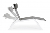 Шезлонг-лежак металлический Garden Relax Krion алюминий, текстилен белый, темно-серый Фото 4