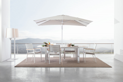 Стол металлический обеденный раздвижной Garden Relax Belmar алюминий белый Фото 11