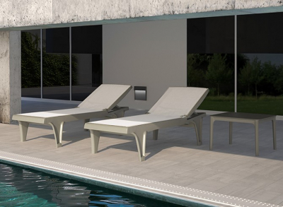 Шезлонг-лежак пластиковый Scab Design Tahiti технополимер, текстилен тортора, белый Фото 5