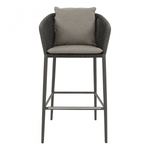 Кресло барное плетеное с подушками JANUS et Cie Knot алюминий, роуп, акрил сланцевый Фото 3
