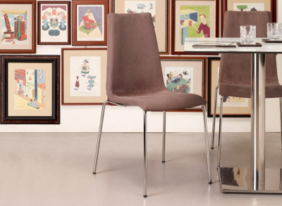 Стул с обивкой Scab Design Mannequin Pop 4 legs сталь, технополимер, ткань хром, коричневый Фото 4