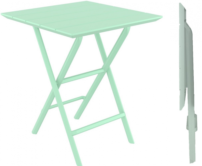 Стол пластиковый складной Helen Folding Table 60, опаловый зеленый, 600х600х740 мм