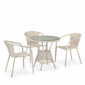Комплект плетеной мебели Afina T705ANT/Y137C-W85 3Pcs Latte искусственный ротанг, сталь латте Фото 1