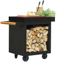 Стол разделочный на колесах с поленницей ReeHouse OFYR 65 кортеновая сталь, керамика черный Фото 1