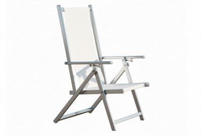 Кресло-шезлонг текстиленовое складное Magnani Marinella алюминий, текстилен серебристый Фото 1