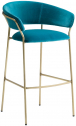 Кресло барное с обивкой PEDRALI Jazz сталь, ткань античная латунь, синий Фото 1