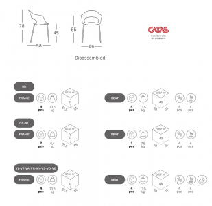 Комплект пластиковых кресел Scab Design Lady B Set 4 сталь, технополимер тортора Фото 2