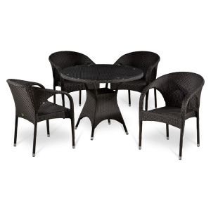 Комплект плетеной мебели Afina T220CBT/Y290B-W52 Brown 4Pcs искусственный ротанг, сталь коричневый Фото 1
