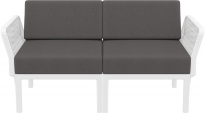 Диван пластиковый двухместный с подушками Siesta Contract Portofino Lounge стеклопластик, полипропилен, полиэстер белый, темно-серый Фото 5