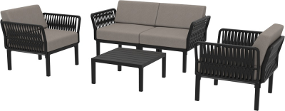 Кресло пластиковое с подушками Siesta Contract Portofino Lounge стеклопластик, полипропилен, полиэстер черный, светло-коричневый Фото 6