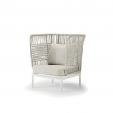 Кресло лаунж плетеное с подушками Grattoni Yolk алюминий, роуп, олефин белый, конопляный Фото 4