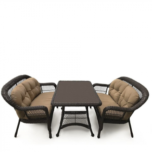 Комплект плетеной мебели Afina T130Br/LV520-1 Brown/Beige 4Pcs сталь, искусственный ротанг коричневый, бежевый Фото 2