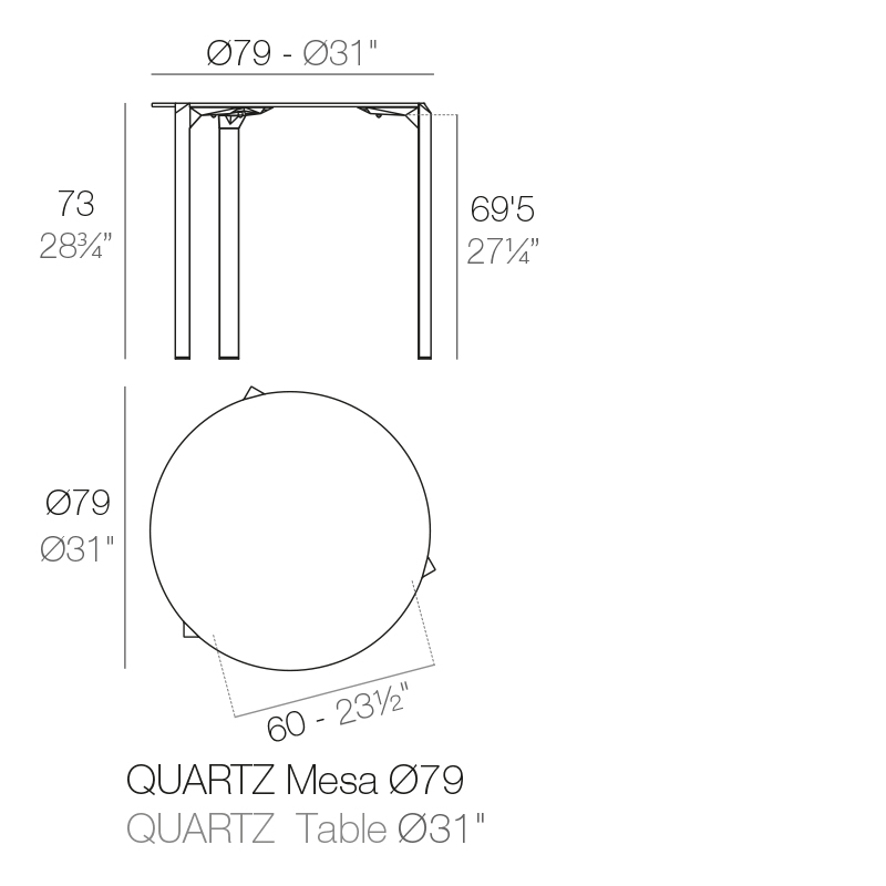 Стол обеденный ламинированный Quartz Basic, белый, Ø790х730 мм