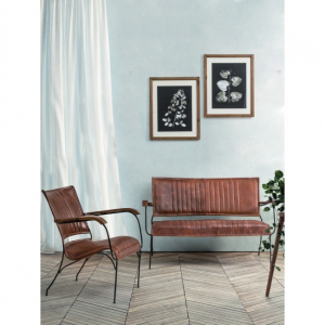 Кресло с обивкой Garden Relax Ashanti алюминий, натуральная кожа коричневый Фото 7