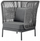 Кресло лаунж плетеное с подушками Grattoni Yolk алюминий, роуп, олефин антрацит, темно-серый, угольный Фото 1