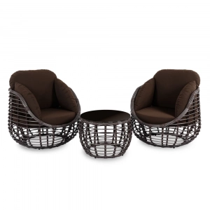 Кресло плетеное с подушками ReeHouse Lotus алюминий, искусственный ротанг, олефин шоколад металлик, коричневый Фото 7