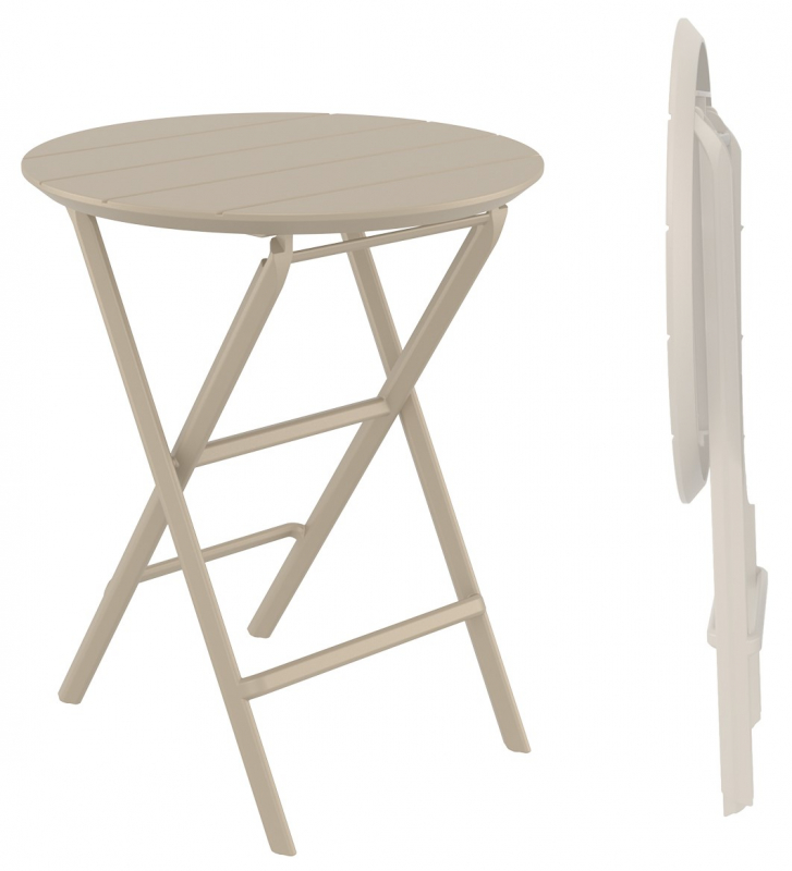 Стол пластиковый складной Helen Folding Table Ø60, бежевый, Ø600х740 мм