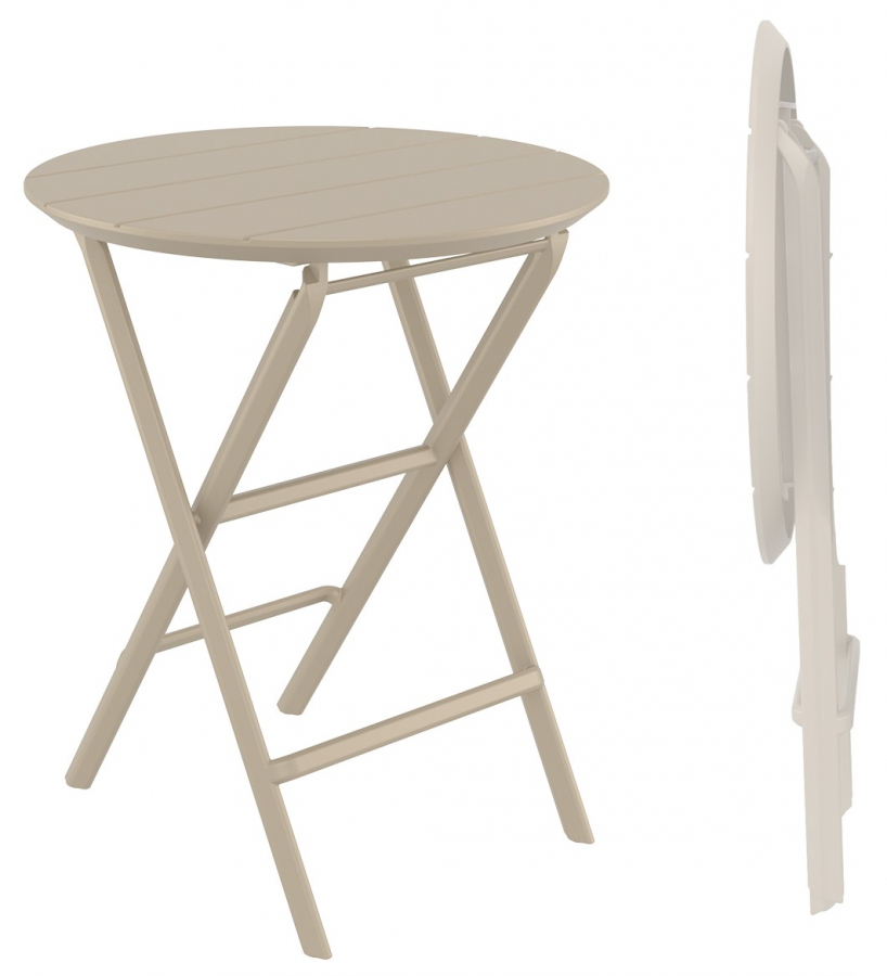 Стол пластиковый складной Helen Folding Table Ø60, бежевый, Ø600х740 мм