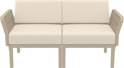 Диван пластиковый двухместный с подушками Siesta Contract Portofino Lounge стеклопластик, полипропилен, полиэстер бежевый, бежевый Фото 9