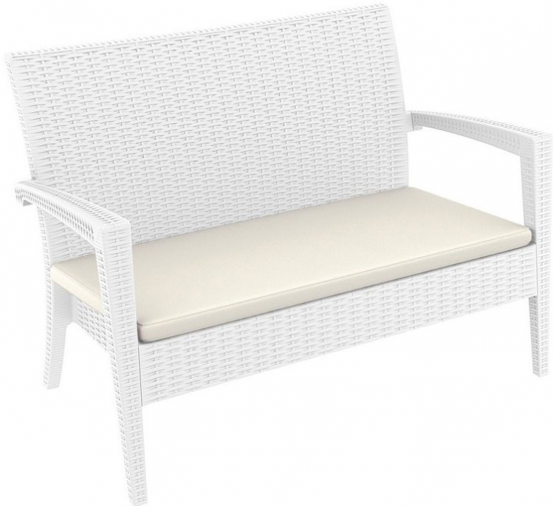 Диван пластиковый плетеный двухместный с подушкой Miami Lounge Sofa