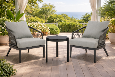 Комплект плетеной мебели Tagliamento Lounge алюминий, роуп, стекло, ткань антрацит Фото 4