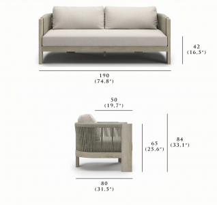 Диван двухместный с подушками SNOC Ralph Ash тик, роуп, sunbrella пепельный Фото 2