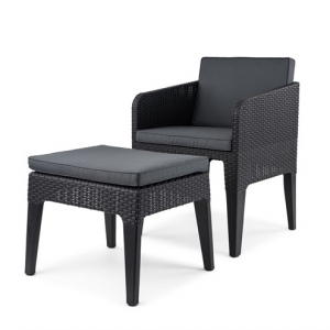 Комплект пластиковой мебели Keter Columbia mini balcony set пластик с имитацией плетения графит, серый Фото 1