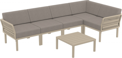 Комплект пластиковой мебели Siesta Contract Portofino Lounge Corner стеклопластик, полипропилен, полиэстер бежевый, светло-коричневый Фото 1