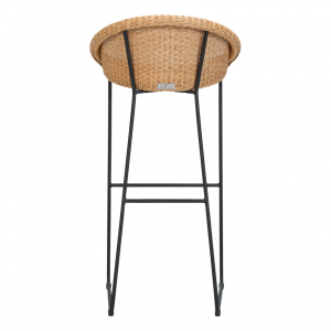 Кресло барное плетеное JANUS et Cie Gigi II сталь, алюминий, искусственный ротанг черный, кленовый Фото 3