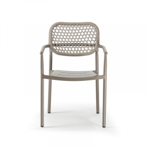 Кресло плетеное с подушкой Grattoni Berlin алюминий, роуп, олефин тортора, кленовый, песочный Фото 4