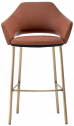 Кресло барное с обивкой PEDRALI Vic Metal сталь, кожа античная латунь, коричневый Фото 1