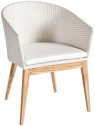 Кресло плетеное с подушкой POINT ARC Dining Armhair тик, алюминий, искусственный ротанг, акрил белый Фото 1