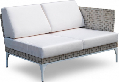 Модуль плетеный правый с подлокотником Skyline Design Brafta алюминий, искусственный ротанг, sunbrella белый, бежевый Фото 6