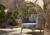 Кресло плетеное с подушками SNOC Molly алюминий, искусственный ротанг, ткань темно-серый Фото 2